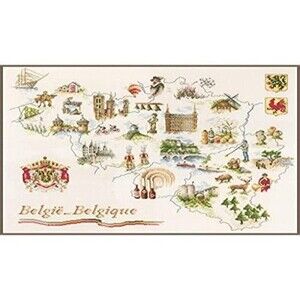 Lanarte PN-0173689 Cross Stitch Belgium Map Counted Pattern Kit Cotton,
